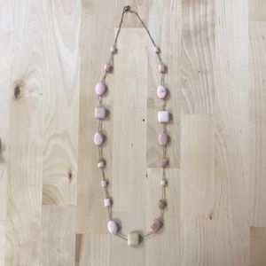 Pink and gold beaded necklace